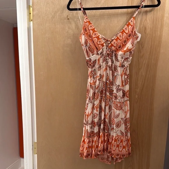 Bohemian Orange and Cream Babydoll Dress. Select Item 3/$25. - Picture 6 of 12